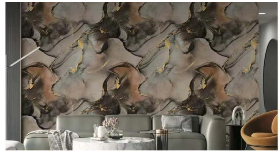 PANNELLO ADESIVO EFFETTO MARMO MARRONE E DORATO PVC DECORAZIONE 120 X 300cm