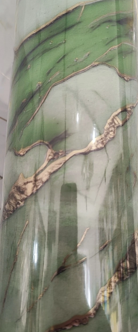 PANNELLO ADESIVO EFFETTO MARMO VERDE E DORATO PVC DECORAZIONE 120 X 300cm NEW