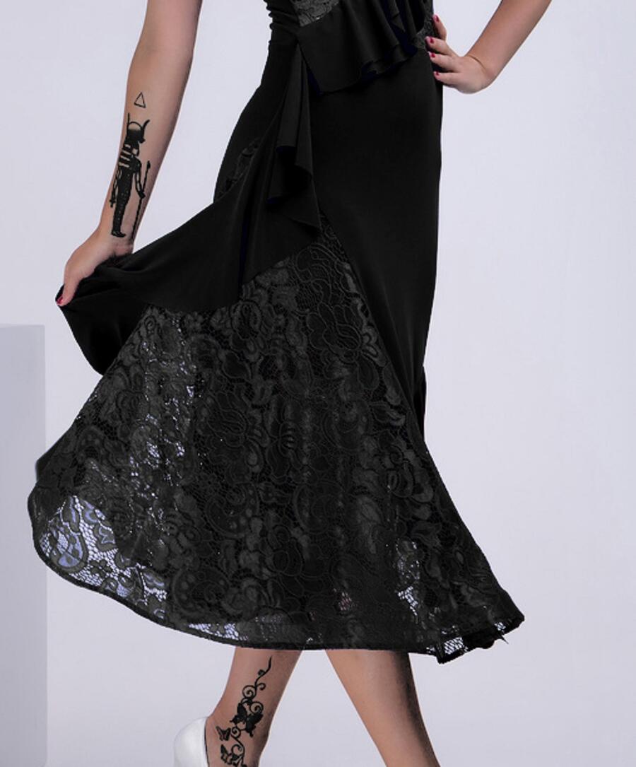 ABITO DA BALLO ASIMMETRICO CON PIZZO E VOLANT U478