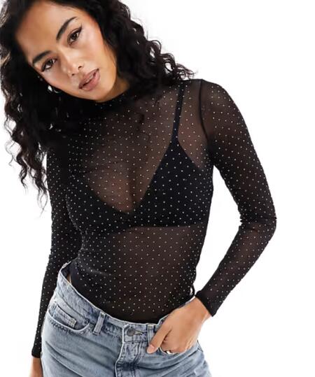 Body velato con strass vari colori taglia unica