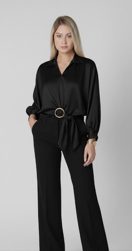 Blusa raso con fibbietta vari colori taglia unica