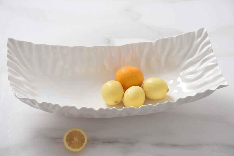 Pampa Bay - Centrotavola rettangolare in porcellana bianca Mascali | Eleganza forno-tavola