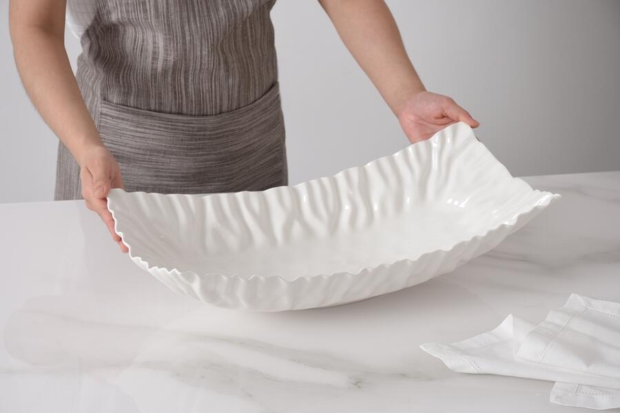 Pampa Bay - Centrotavola rettangolare in porcellana bianca Mascali | Eleganza forno-tavola