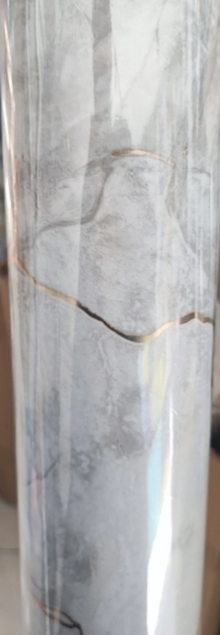 PANNELLO ADESIVO EFFETTO MARMO GRIGIO E DORATO PVC DECORAZIONE 120 X 300cm