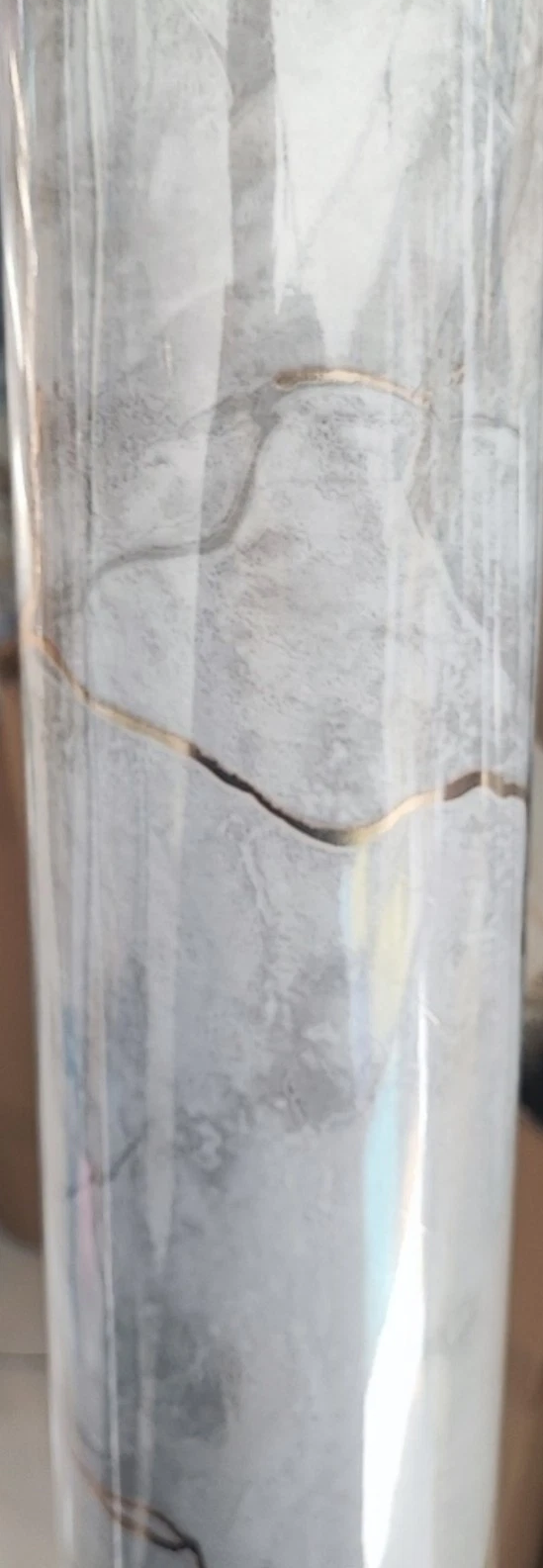 PANNELLO ADESIVO EFFETTO MARMO GRIGIO E DORATO PVC DECORAZIONE 120 X 300cm