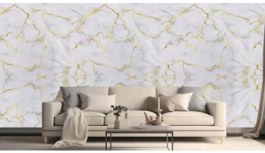 PANNELLO ADESIVO EFFETTO MARMO GRIGIO E DORATO PVC DECORAZIONE 120 X 300cm