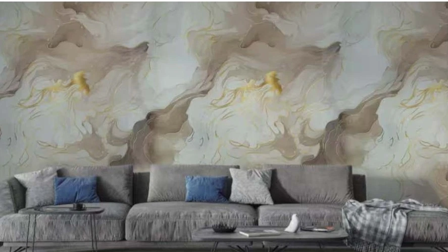 PANNELLO ADESIVO EFFETTO MARMO MARRONE E VENATURE DORATE PVC DECORAZIONE 120 X 300cm