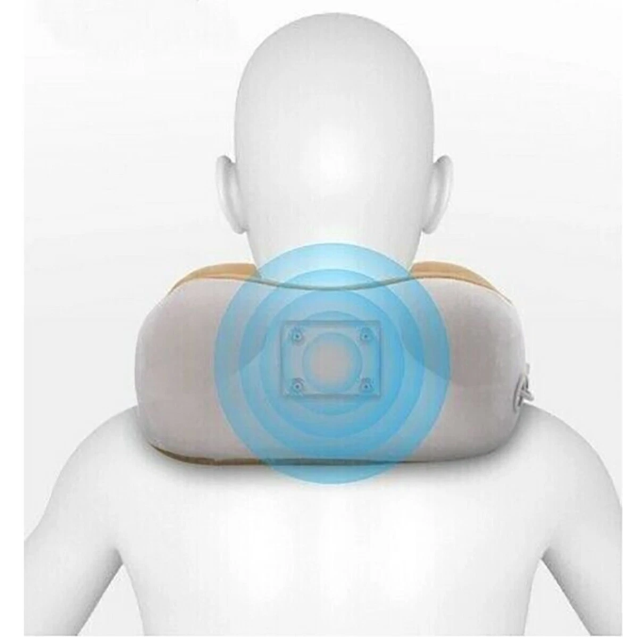 CUSCINO CERVICALE MASSAGGIATORE COLLO AUTO RICARICABILE USB PORTATILE DA VIAGGIO