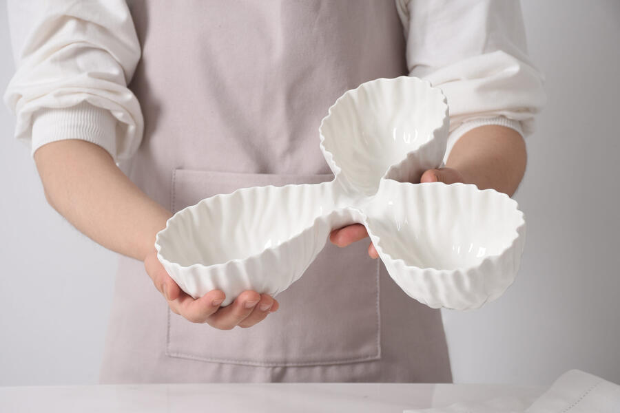 Pampa Bay - Server a 3 sezioni in porcellana bianca Mascali 