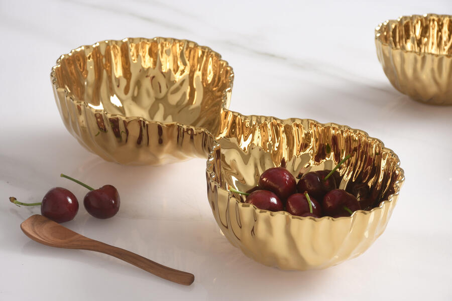 Pampa Bay - Server a 2 sezioni in porcellana Mascali Oro