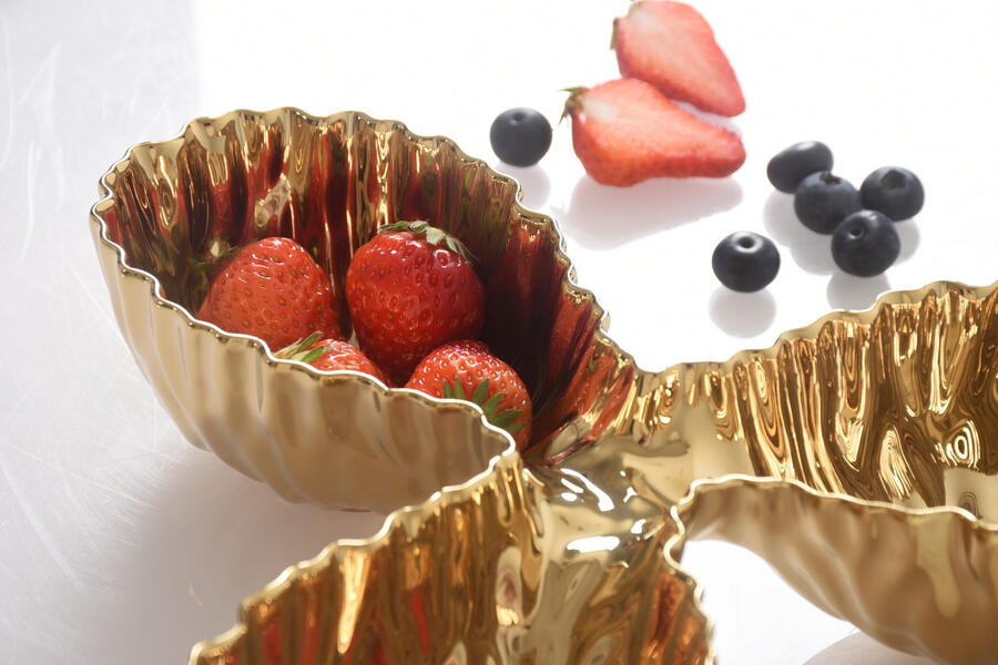 Pampa Bay - Server a 3 sezioni in porcellana Mascali Oro 