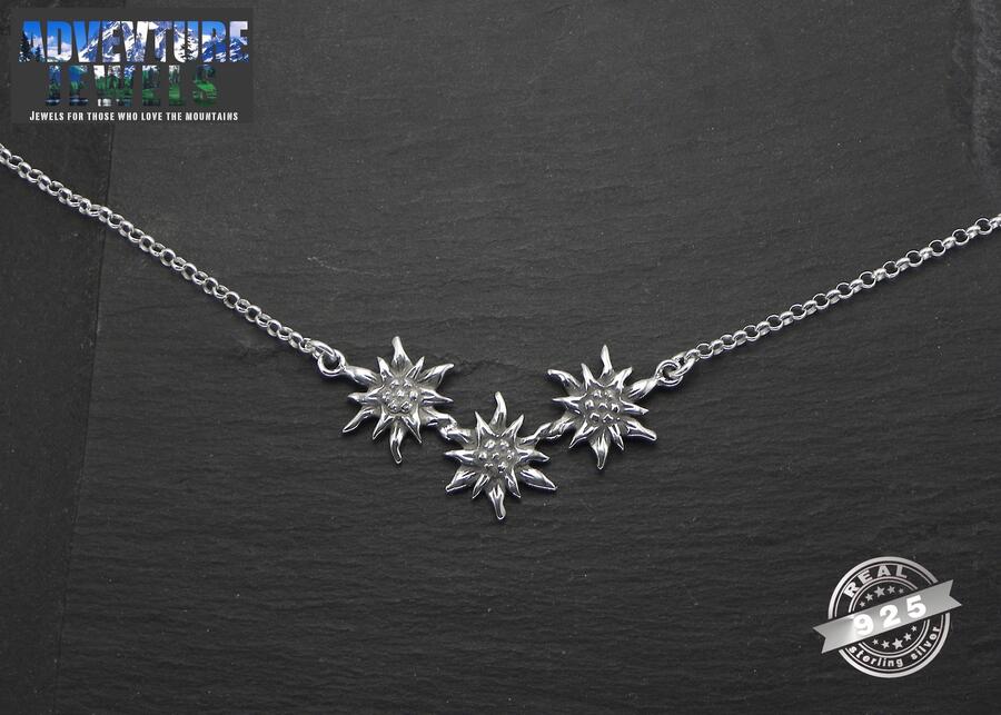 Necklace 3 flowers Edelweiss 