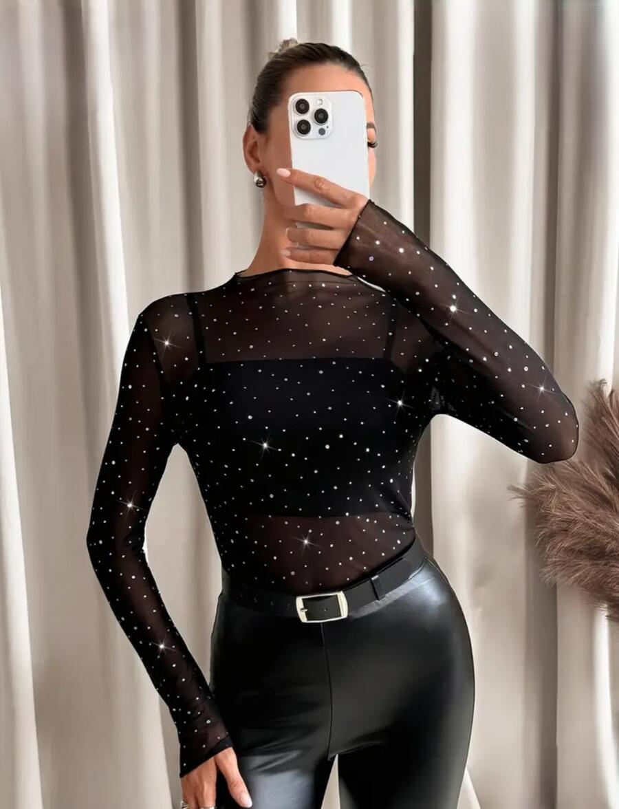 Body velat con strass taglia unica