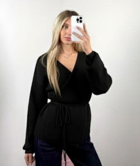 Cardigan lana con laccetto vari colori taglia unica