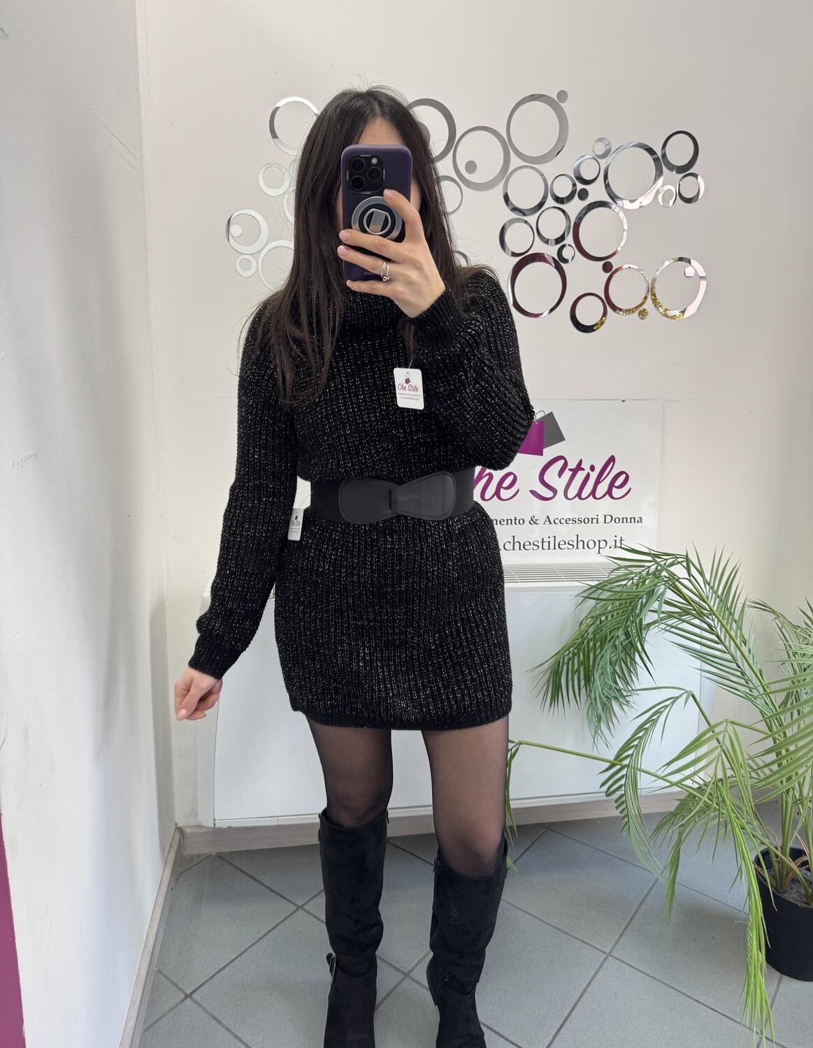 NOVITÀ Maxi pull/abito dolcevita con lurex
