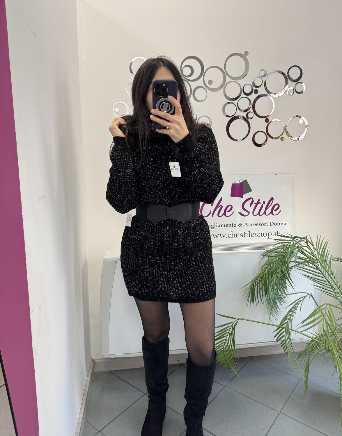 NOVITÀ Maxi pull/abito dolcevita con lurex