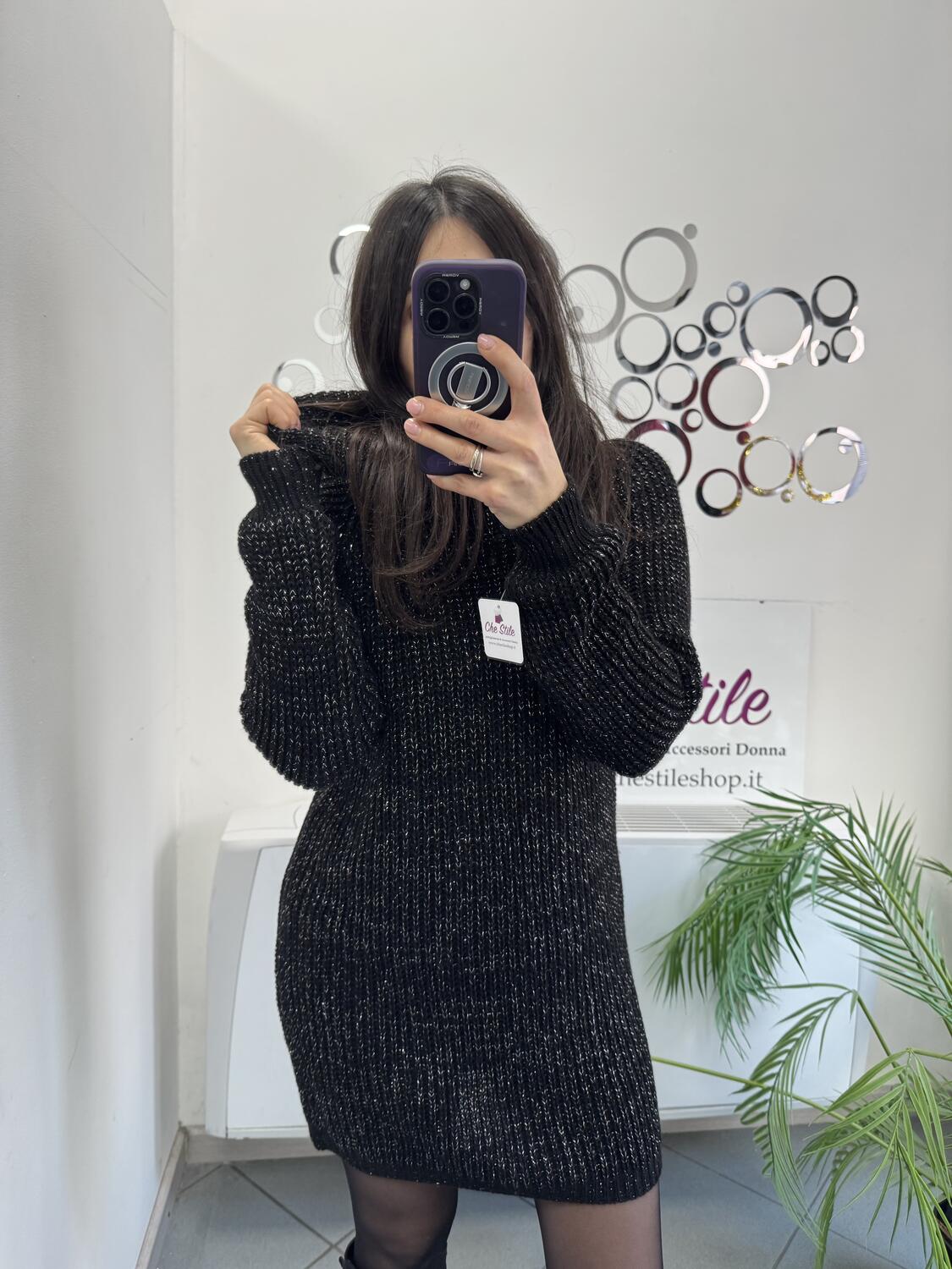 NOVITÀ Maxi pull/abito dolcevita con lurex