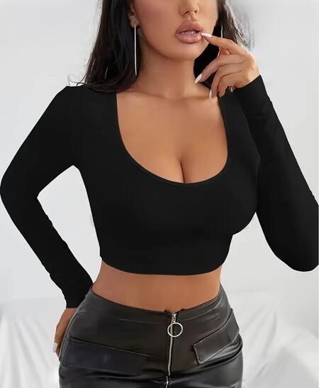 Maglia in lycra corta scollata dietro vari colori taglia unica