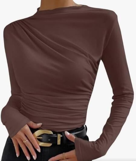 Body scollo dritto con pieghe sulla spalla vari colori taglia unica