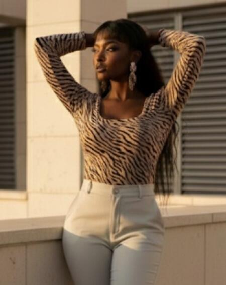 Body velato tigrato scollo quadrato vari colori taglia unica