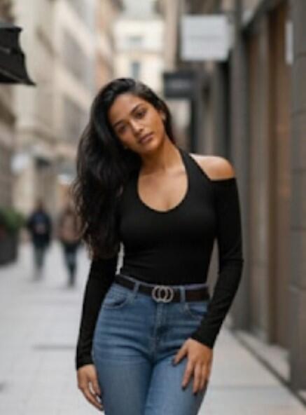 body scollo V con fascia al collo vari colori taglia unica