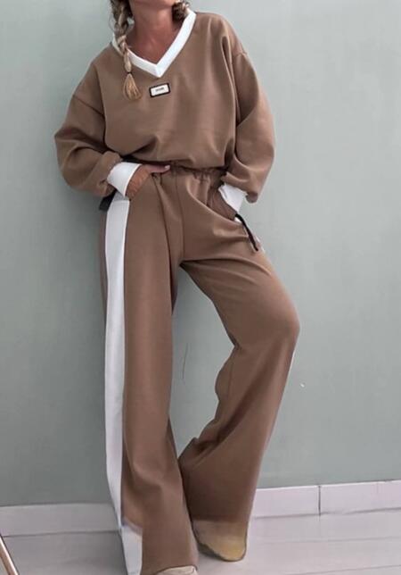 Coordinato tuta scollo V vari colori taglia unica