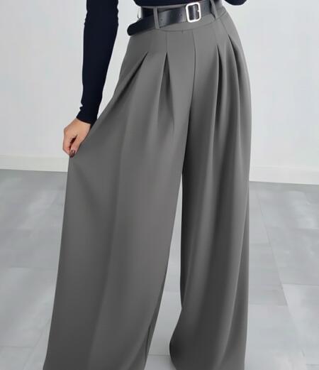 Pantalone palazzo gamba ampia completo di cintura vari colori taglia unica