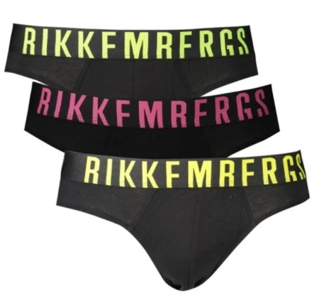SLIP MUTANDE UOMO COTONE ELASTICIZZATO NERO SCRITTA BIKKEMBERGS FLUO 