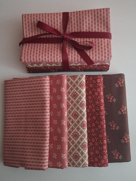 Pack Borgogne-  coll. Always and Forever tessuto americano 5 pz da 50x55 cm