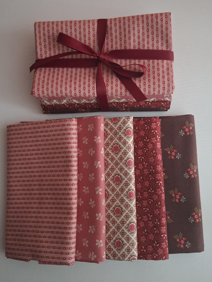 Pack Borgogne-  coll. Always and Forever tessuto americano 5 pz da 50x55 cm