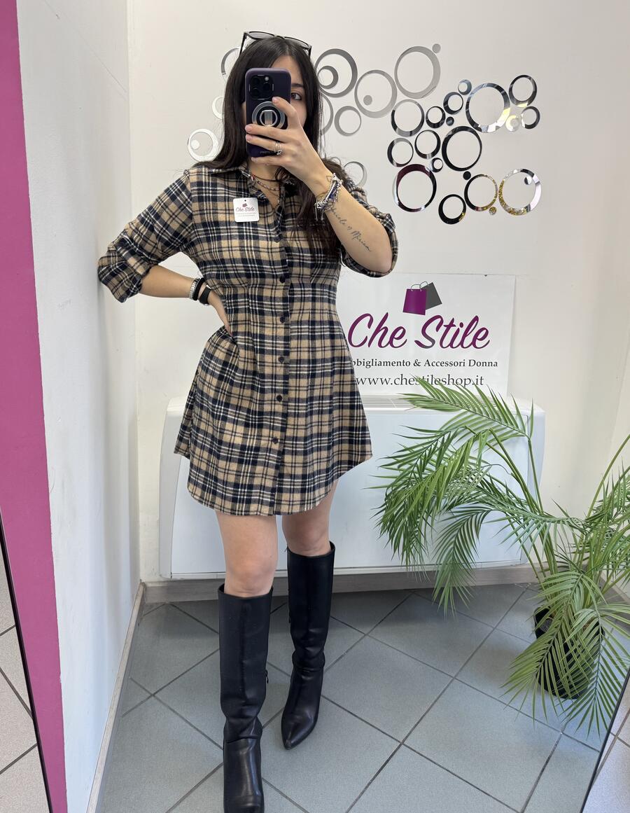 NOVITÀ Abito/maxi camicia tartan in panno