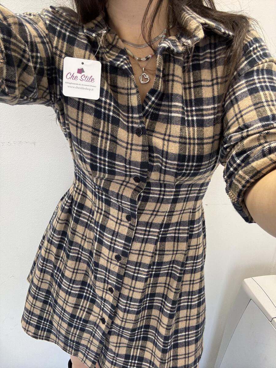 NOVITÀ Abito/maxi camicia tartan in panno
