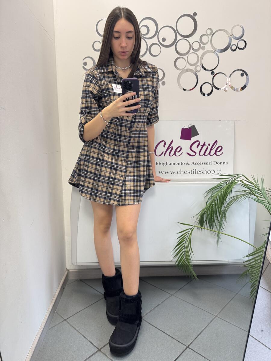 NOVITÀ Abito/maxi camicia tartan in panno