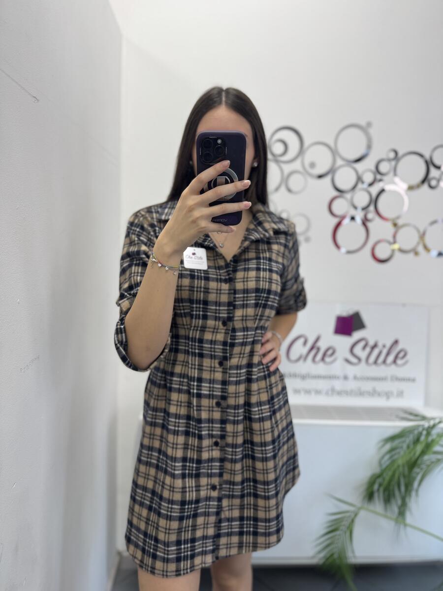 NOVITÀ Abito/maxi camicia tartan in panno