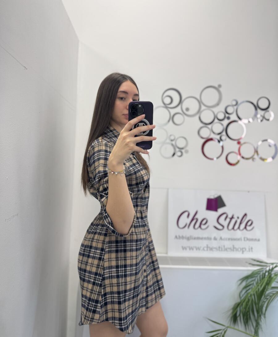 NOVITÀ Abito/maxi camicia tartan in panno