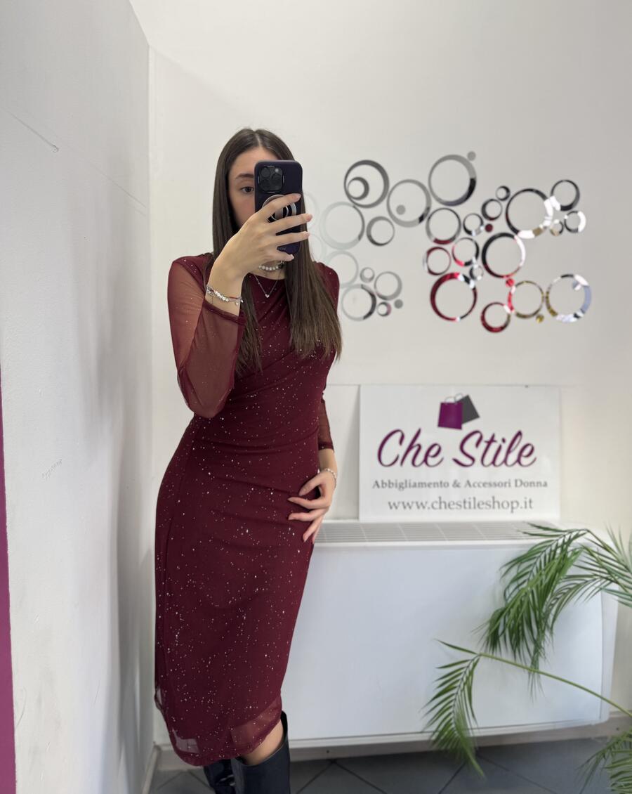 NOVITÀ Abito lungo brillantinato asimmetrico