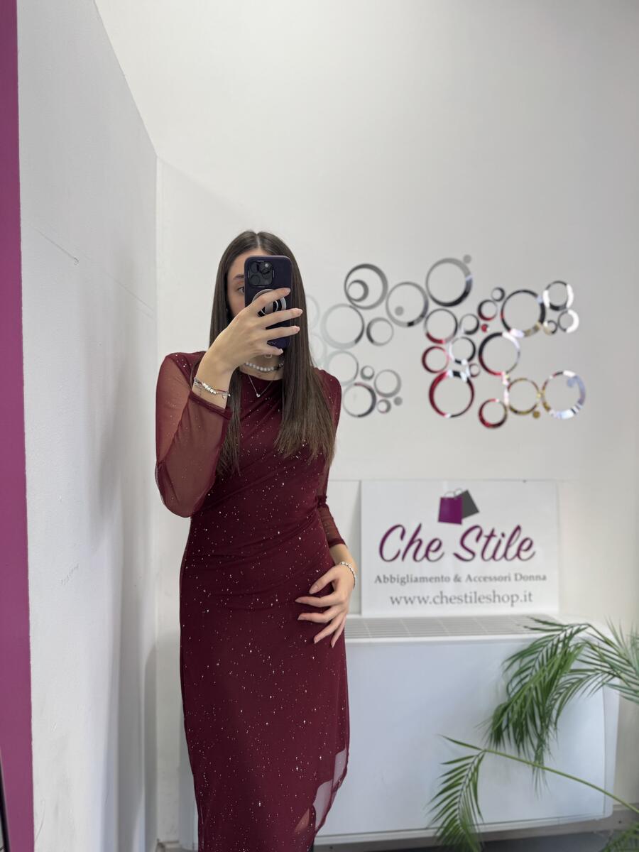 NOVITÀ Abito lungo brillantinato asimmetrico