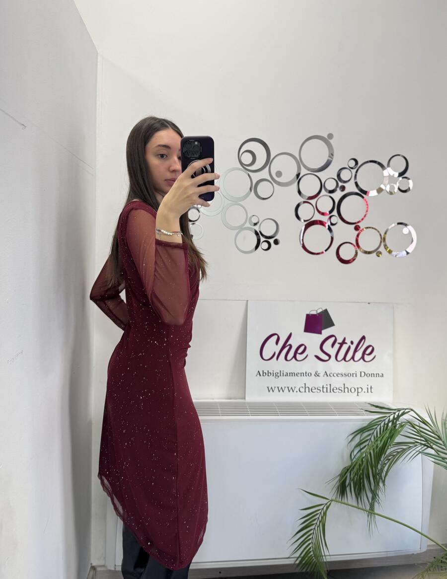 NOVITÀ Abito lungo brillantinato asimmetrico