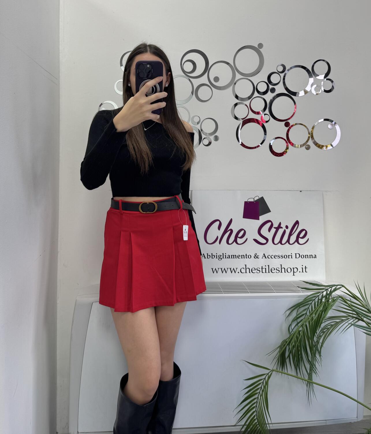 NOVITÀ Panta-gonna rosso con cintura