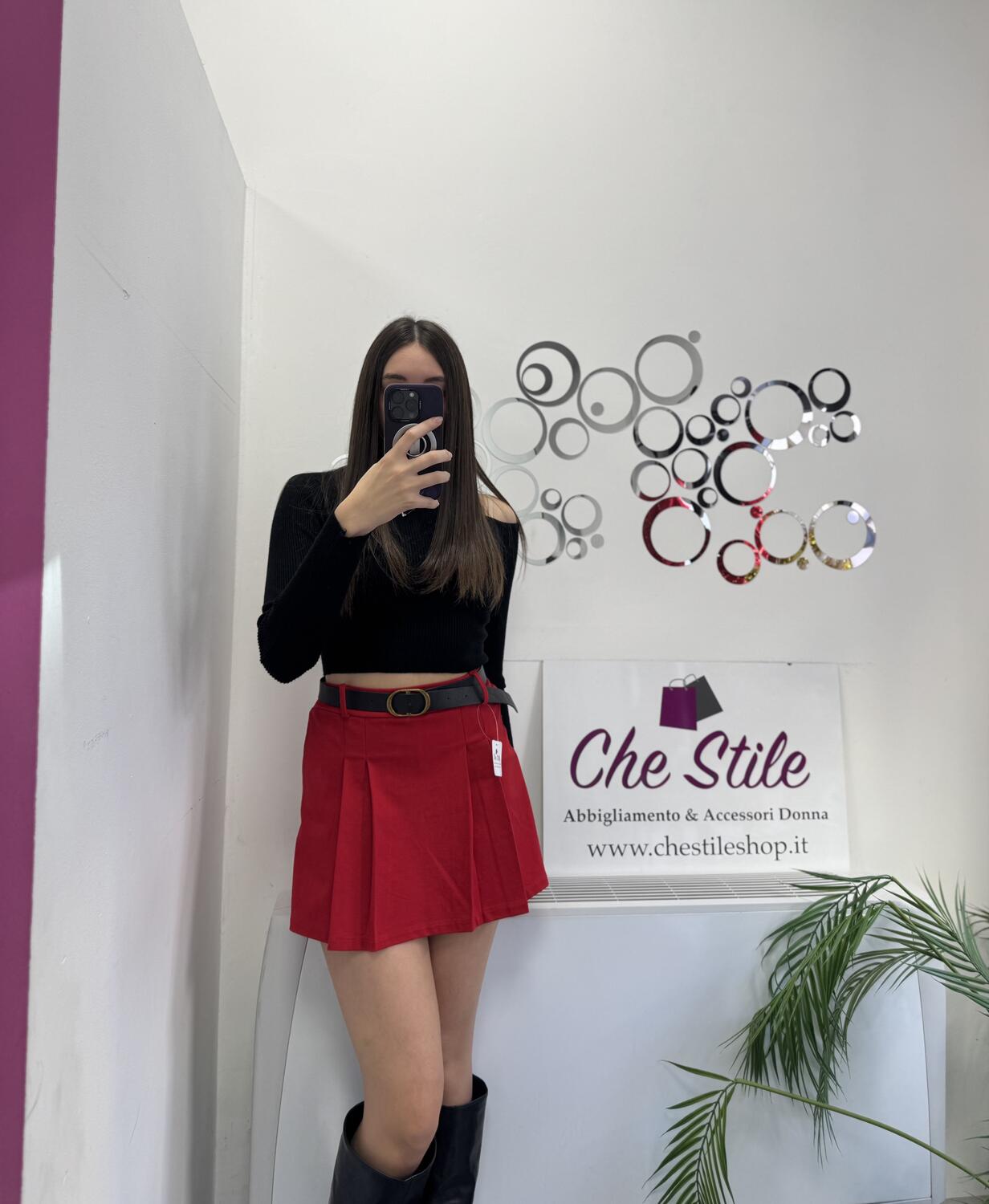 NOVITÀ Panta-gonna rosso con cintura