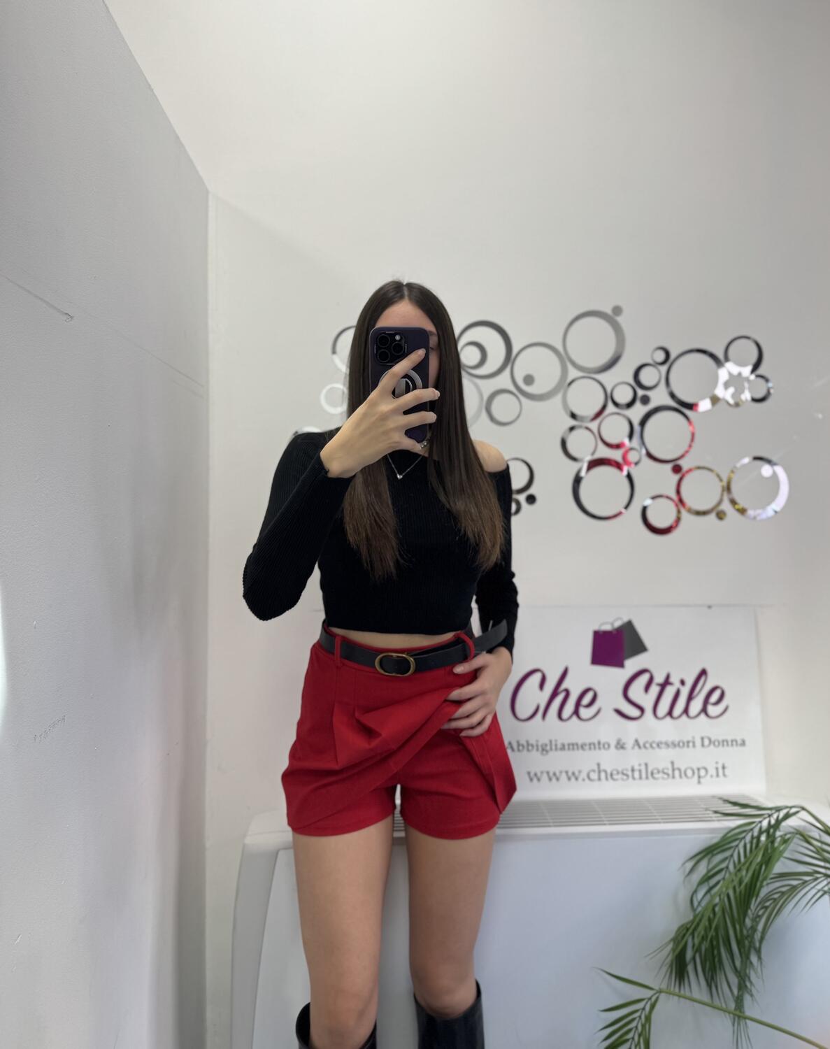 NOVITÀ Panta-gonna rosso con cintura