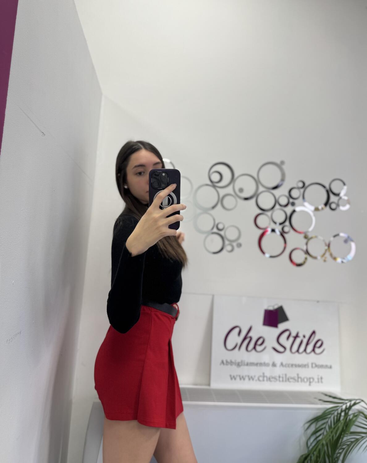 NOVITÀ Panta-gonna rosso con cintura