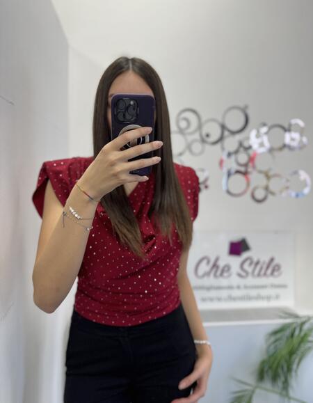 SALDO Maglia brillantinata con spalline