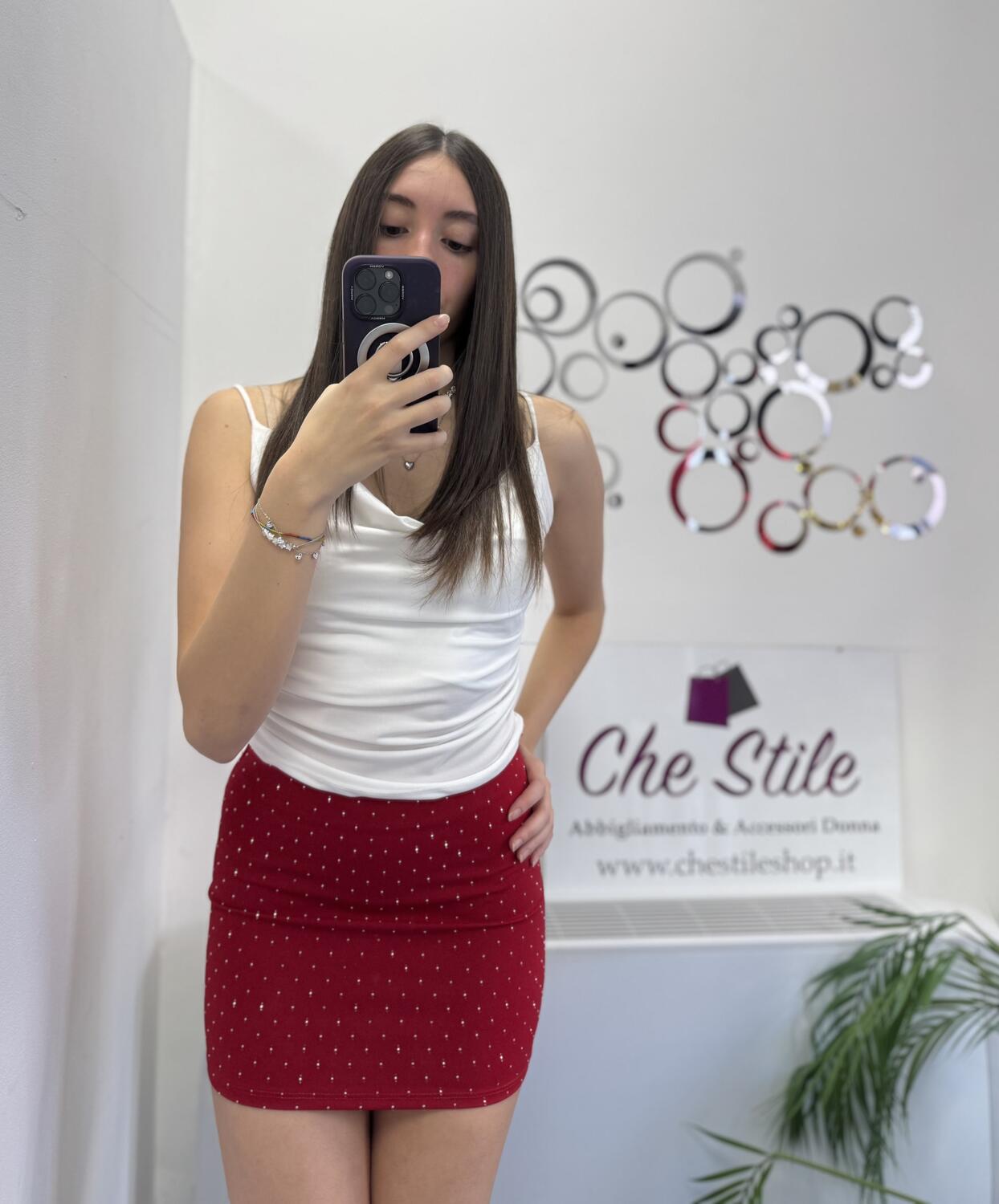 NOVITÀ Mini gonna rossa brillantinata 