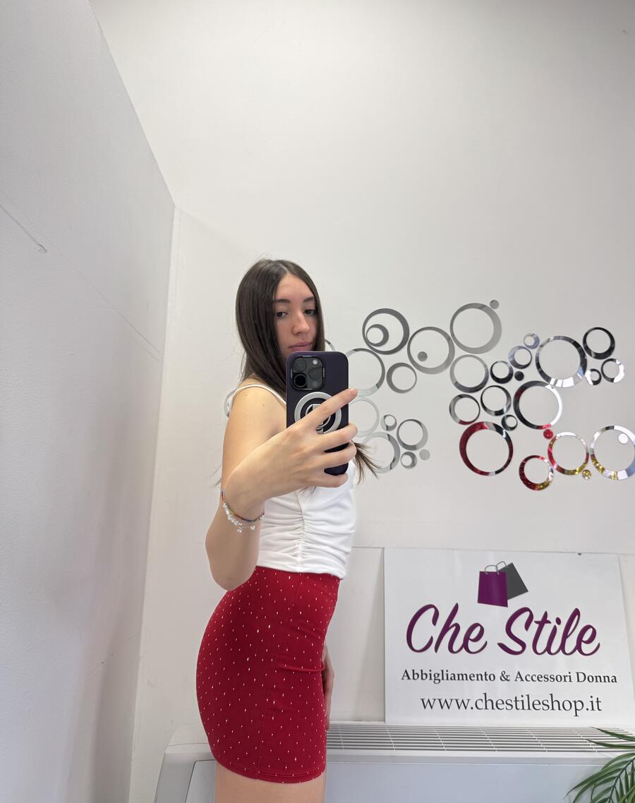 NOVITÀ Mini gonna rossa brillantinata 