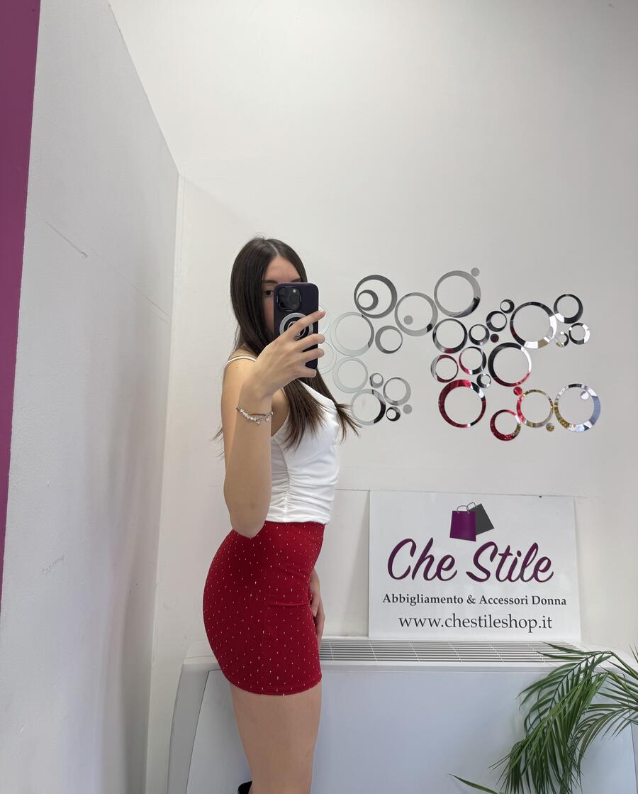 NOVITÀ Mini gonna rossa brillantinata 