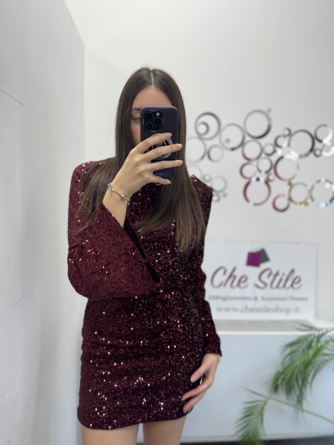 NOVITÀ Abito paillettes manica a 3/4 a campana