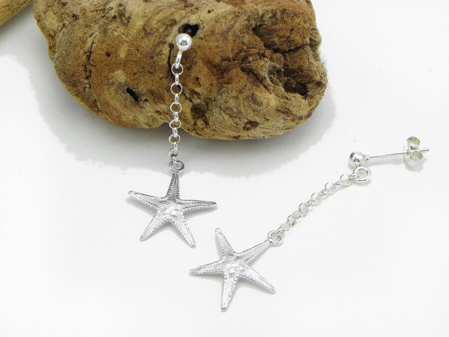 Earrings Starfish pendant chain version
