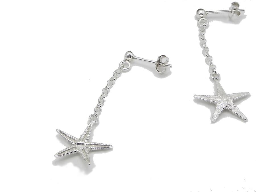 Earrings Starfish pendant chain version