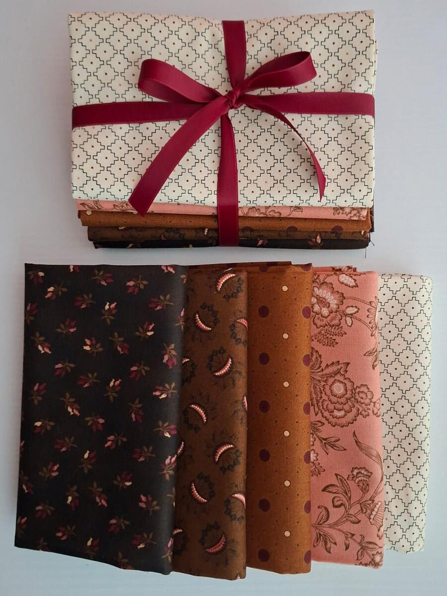 PACK 2 - tessuti americano coordinati 5 fat quarter (5 pz da 50x55 cm) 